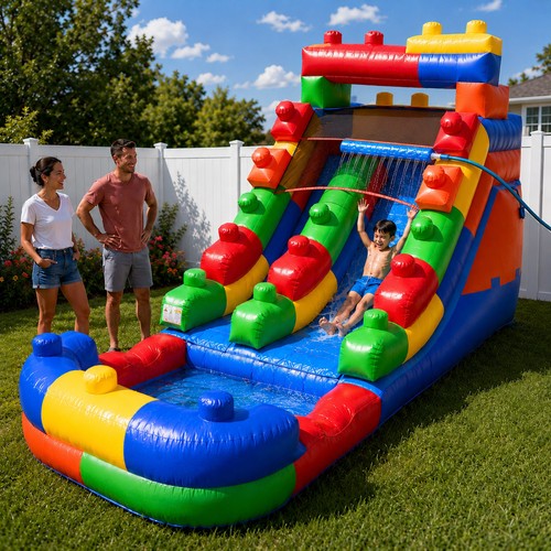 Inflatable water slide - slide, with