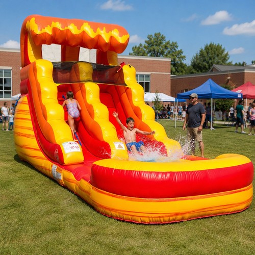 Inflatable water slide - slide, with