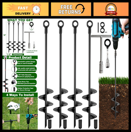 Heavy duty ground anchors - ground, 18"