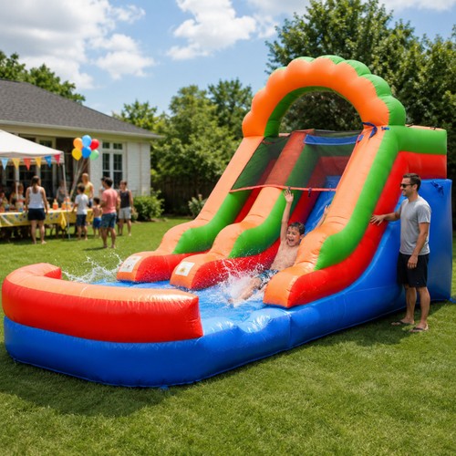 Inflatable water slide with - water,